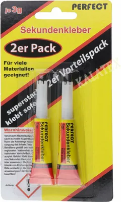 Produktbild von PERFECT 2x3 Gramm Tube Sekundenkleber Kleber Klebstoff Super Glue Alleskleber Spezialkleber Kraftkleber