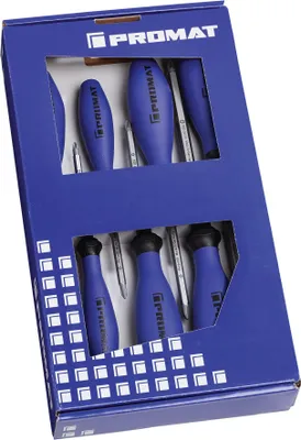 Produktbild von Schraubendrehersatz 7-tlg.Schlitz/PH/PZD 3K-Griff 6-Kant-Klinge/Ans.PROMAT