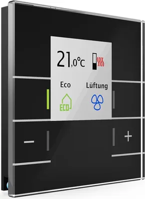 Obrázek produktu pro MDT KNX Skleněný regulátor pokojové teploty Smart s barevným displejem, černý, 1 ks.