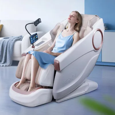 Produktbild von Massagesessel,Massagestuhl Zero Gravity für Ganzkörper, mit Heizung, SL Track,Thai Stretch Massagestuhl, Bluetooth 3D Surround Musik,Weiß【GH-L001】