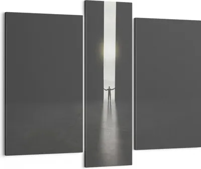 Produktbild von Bild auf Leinwand - Leinwandbild - 3 Teile - Tor Mensch Licht - 95x80cm - Wand Bild - Wanddeko - Wandbilder - Leinwanddruck - Bilder - Wanddekoration - Leinwand bilder - Wandbild - CB95x80-4698