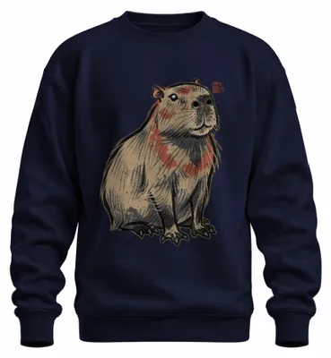 Produktbild von Capybara Wasserschwein Japanisch Ukiyo-e Japan Y2K Geschenk Sweatshirt Pullover, Navy, XL