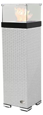Produktbild von Feuersäule Weiss 120 cm hoch, 33x33 cm, mit 4 Glasscheiben, für Innen & Aussen, Ethanol