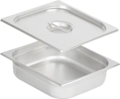 Produktbild von Mahlzeit GN Behälter 2/3 mit Deckel, Höhe 100 mm, Edelstahl Wärmebehälter, Geeignet für Chafing Dish