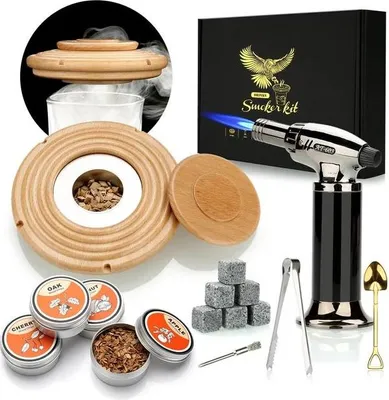 Obrázek produktu pro Sada na uzení koktejlů, včetně hořáku, 4 dřevěných třísek