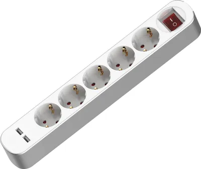 Produktbild von Steckdosenleiste 5-fach Schuko 250V 16A 3m mit Schalter 2xUSB