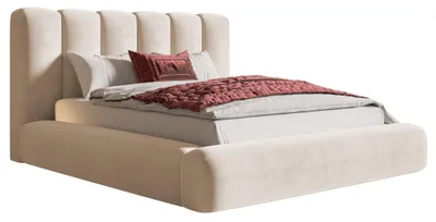 Obrázok produktu pre Čalúnená posteľ s hrubou penou 160x200 cm Lumaro – dvojposteľ s úložným priestorom, rošt – zamatová béžová