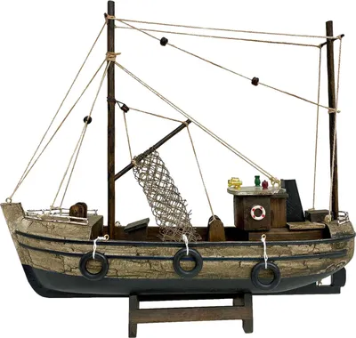 Produktbild von Kutter Fischerboot Fischkutter Schiffsmodell Holzschiff Schiff 30cm kein Bausatz