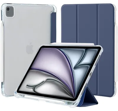 Image de Coque pour iPad Air 13 Pouces M4/M3/M2 (2026/2025/2024)/iPad Pro 12,9" (2018-2022) Antichoc avec Porte-Stylet - Bleu Marine