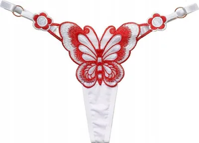 Produktbild von Slips - Strings - Damenunterhosen - Spitzenstrings - Spitzenunterwäsche - Mit Schmetterling - Weiß