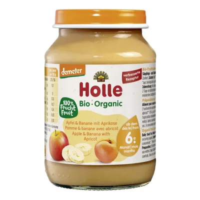 Produktbild von Holle  Glas Apfel und Banane mit Aprikose 6M 190g