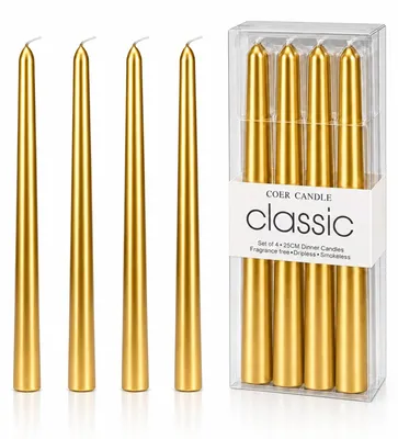Goldene Tafelkerzen 4er-Set, 25 cm, 2,1 cm Ø, ca. 7 h Brenndauer
