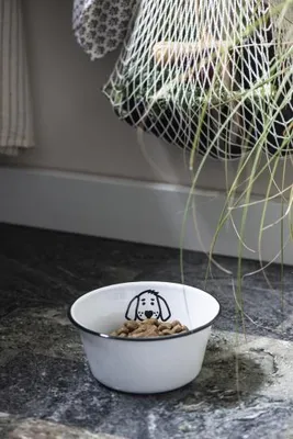 Produktbild von Sehr süßer Hundenapf, Fressnapf aus Emaille, Landhaus, Ø: 17cm