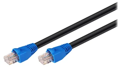 Produktbild von CAT 6 Outdoor-Patchkabel, U/UTP, schwarz Kupferkaschierter Aluminiumleiter (CCA), 2-fach Außenmantel (PE)