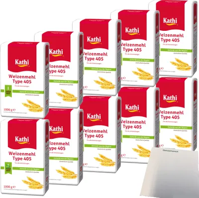 Produktbild von Kathi Weizenmehl Typ 405 mit Getreide aus der Region 10er Pack (10x1kg Packung) + usy Block