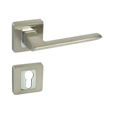 Produktbild von DOMINO Türgriff Drückergarnitur PZ-Profilzylinder Set | Türklinke | quadratische Rosette | Türbeschläge aus Aluminium | Chrom/Nickel | QUANTA-QR M6/M9