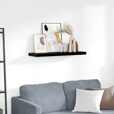 Zdjęcie produktu dla Półka Ścienna, Wysoki Połysk, Czarna, 80X23,5X3,8 Cm, Mdf Lumarko!