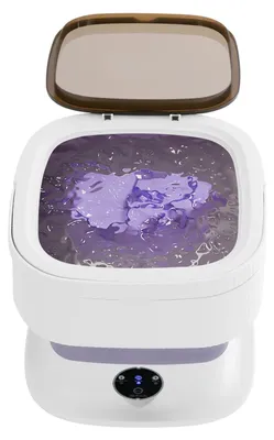 Immagine prodotto di Mini lavatrice portatile pieghevole da 10 l - Lavatrice da viaggio - 3 programmi - Spina UE - Leggera e poco ingombrante - Viola