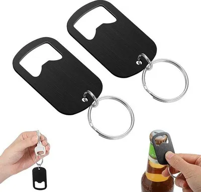 Produktbild von 2er Set Flesöffner Schlüsselanhänger Edelstahl Bieröffner