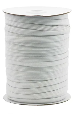 100m Gummiband gestrickt flach 10mm weiß