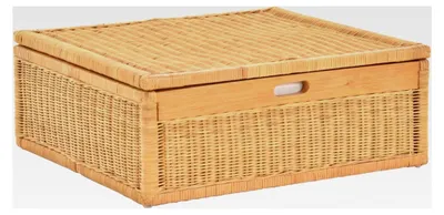 Produktbild von Großer Unterbett-Schub aus Rattan 64x58x25cm / Unterbettkommode mit Deckel, Aufbewahrungsbox für Kleidung