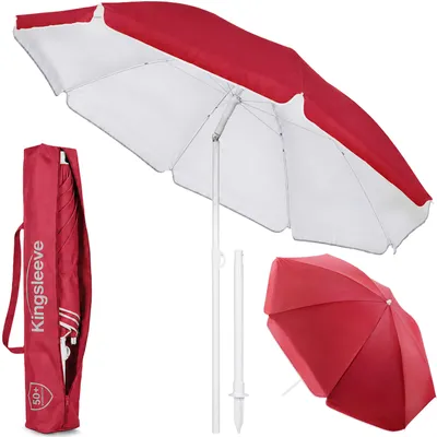 Immagine prodotto di KINGSLEEVE® Ombrellone Spiaggia 200cm UV50+ Inclinabile Altezza Regolabile Parasole Giardino Mare Borsa di Trasporto