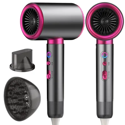 Produktbild von Ionen Föhn 1800W Profi Haartrockner mit 3 Temperaturen 2 Geschwindigkeiten Kalt-Heißtaste Schnelltrockner mit Konzentrator und Diffusor ideal für Zuhause