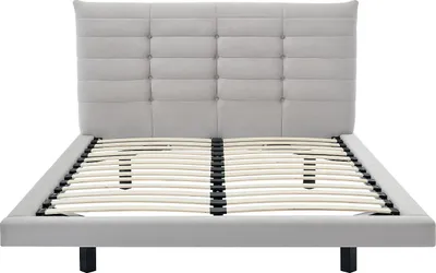 Produktbild von Bett 160 x 200 cm mit gestepptem Kopfteil - Velours - Grau - NISATIO