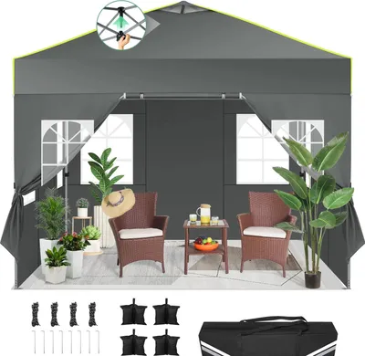 Produktbild von Pavillon, wasserdichtes Design, einfache Pop-Up-Montage, Grau