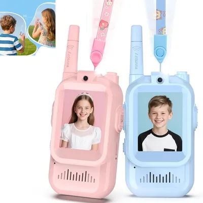 Produktbild von Video Walkie Talkie Kinder,2er Set Walky Talky Aufladbar,Spielzeug 3-12 Jahren Junge,5km Walki Talki für Abenteuer im Freien,Camping Wandern