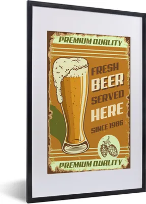 Produktbild von MuchoWow® MuchoWow® Gerahmtes Poster Mancave - Bier - Jahrgang - Premium 40x60 cm - Poster mit zchwarzem Bilderrahmen - Poster in Rahmen