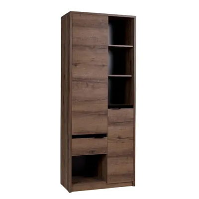 Obrázek produktu pro Šatní skříň 80 cm PEORIA 1 - dub monastery / lesklá černá
