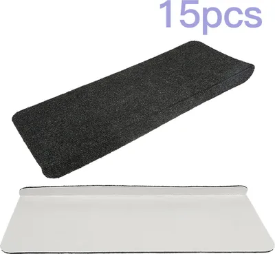 Produktbild von 15tlg Treppenmatten Selbstkleb Treppenmatten Stufenmatte 65x25cm Nadelvlies Schwarz