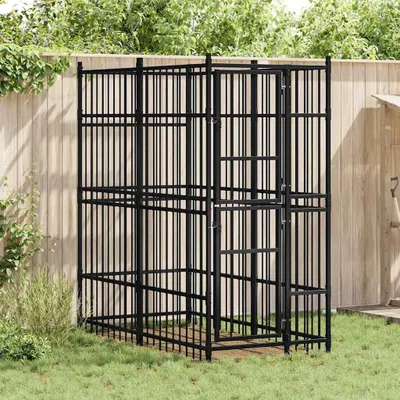 Image de vidaXL Enclos extérieur pour chiens Acier 1,84 m