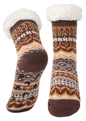 Produktbild von Damen Stoppersocken Kuschelsocken mit Bärenmotiv, Einheitsgröße, kaffeebraun