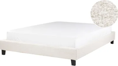 Obrázok produktu pre BELIANI Posteľ čalúnená krémová buklé 140 x 200 cm rám postele s roštom bez čela spálňa moderný minimalistický štýl