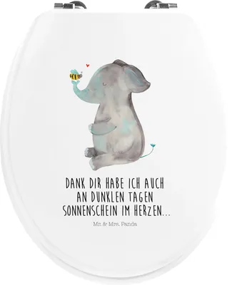 Produktbild von Mr. & Mrs. Panda Klositz Elefant Biene - Weiß - Geschenk, Hochzeitsgeschenk, WC Sitz, Klobrille, Heiratsantrag, WC-Sitz, Liebesspruch, Liebe, Klodeckel, Toilettendeckel