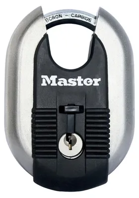 Produktbild von MASTER LOCK Disc-Vorhängeschloss [Schlüssel] [Edelstahl] [Außenbereich] M187EURD - Ideal für Lagerräume, Garagen etc.