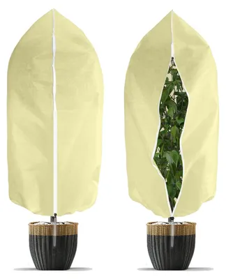 Produktbild von Winterschutz für Pflanzen, 100 x 80 cm, Winterschutz für Topfpflanzen, Pflanzenschutz im Winter, Winterschutz für Freilandpflanzen, Überwinterungszelt für Pflanzen mit Reißverschluss und Kordelzug, wiederverwendbar