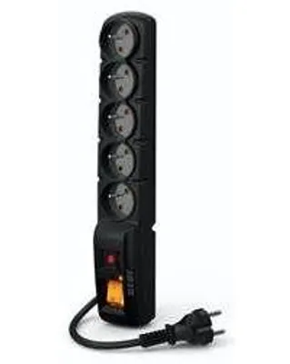Produktbild von Acar F5 Überspannungsschutzleiste 5-fach, 5 m, schwarz, gerader Stecker