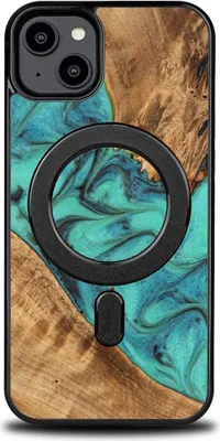 Image de Housse en bois Bewood iPhone 15 Plus, Turquoise MagSafe