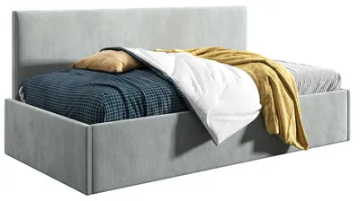 Produktbild von Belvedo Jugendbett Polsterbett 100x200 cm - Hellgrau - Holzbett mit Lattenrost - Stoff Riviera 91 - Comfort Bari