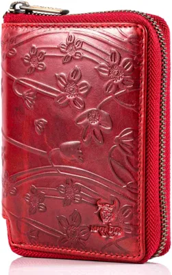 Produktbild von MATADOR Leder Portemonnaie GRANADA Damen Herren RFID Blumen Rot