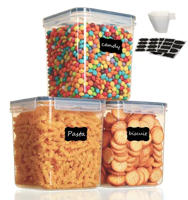 Productafbeelding van Cozary, 2,5 liter voorraadbakken met deksel, luchtdichte set van 3, opbergbox voor de keuken