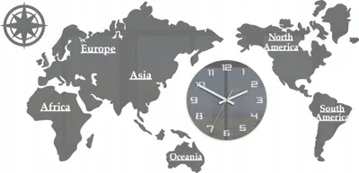 Produktbild von ModernClock, Weltkarte Uhr, wanduhr schwarz groß, wanduhr 110x55, DIY