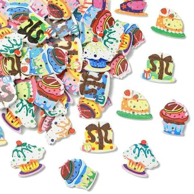 Produktbild von Dailygoods - Airssory 100 Stück Lebensmittel Holzknöpfe Dessert Holz Nähknöpfe mit 2 Löchern Kuchen natürliche Holzknöpfe zum Nähen Kleidung Handwerk Dekorationen