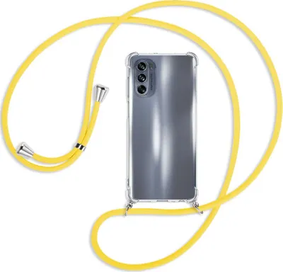 Produktbild von Handykette Backcover-Schutzhülle mit Band (Metall silberfarben) für Motorola Moto G62 5G (6.5'') - gelb