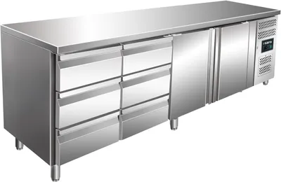 Image de Comptoir réfrigéré Saro KYLJA 2110 avec 2 tiroirs et 1 porte 1360 x 700 x 890-950 mm