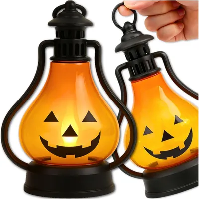 Produktbild von Halloween Kürbis Laterne LED, 15 × 10,5 cm, LED Dekolampe, Kürbis Dekoration für Halloween