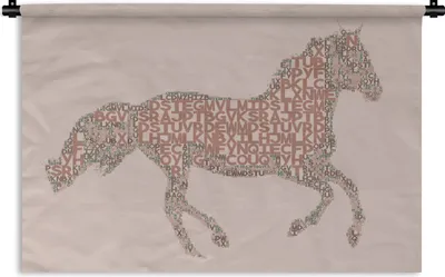 Produktbild von MuchoWow® Wandteppich Wandbehang Pferd - Briefe - Rosa - Mädchen - Kinder - Mädchen 60x40 cm Tapisserie Dekoration Wandtuch - Wanddekorationen
